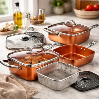 Set de Sartenes Copper Chef 5 Piezas Antiadherentes