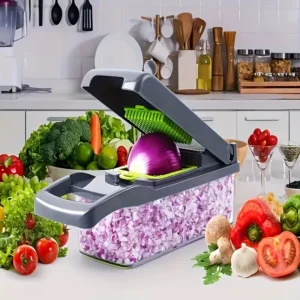 Cortador y Picador de Verduras Multifuncional con Recipiente