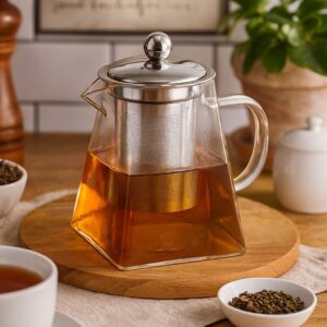 Tetera de Vidrio Borosilicato con Infusor de Acero Inoxidable