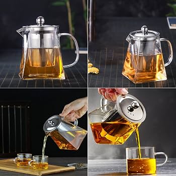 Tetera de Vidrio Borosilicato con Infusor de Acero Inoxidable
