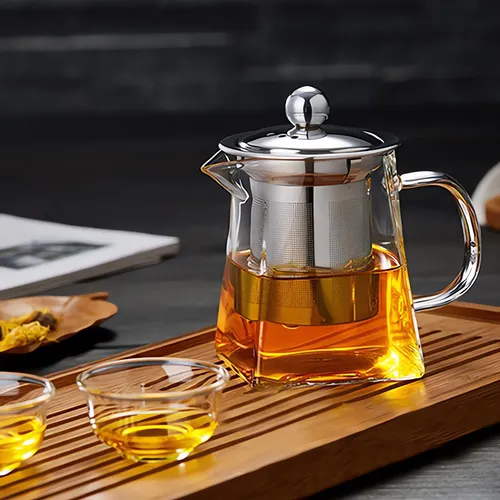 Tetera de Vidrio Borosilicato con Infusor de Acero Inoxidable