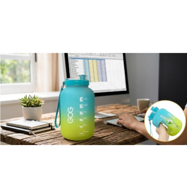 Botella Motivacional 2000ml con Marcas de Tiempo