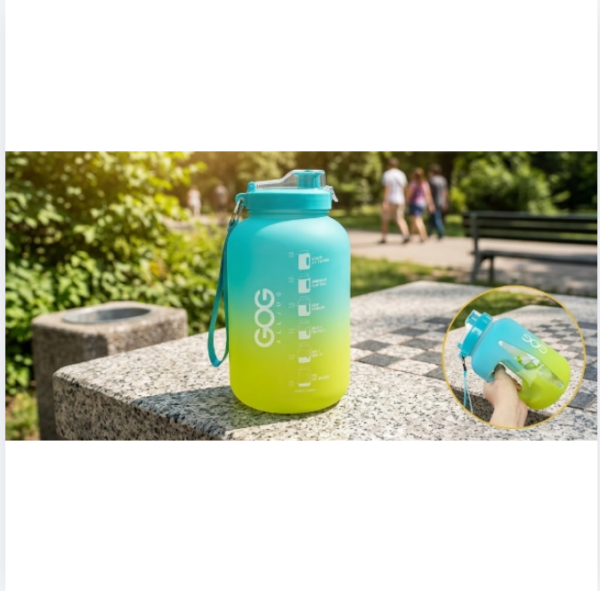 Botella Motivacional 2000ml con Marcas de Tiempo